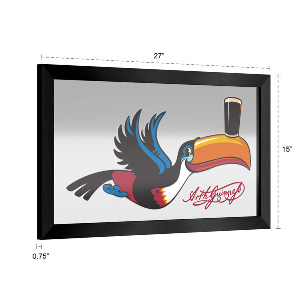 Trademark Global Guinness Toucan Black Framed Bar Mirror Trademark Global Guinness Toucan Black Framed Bar Mirror